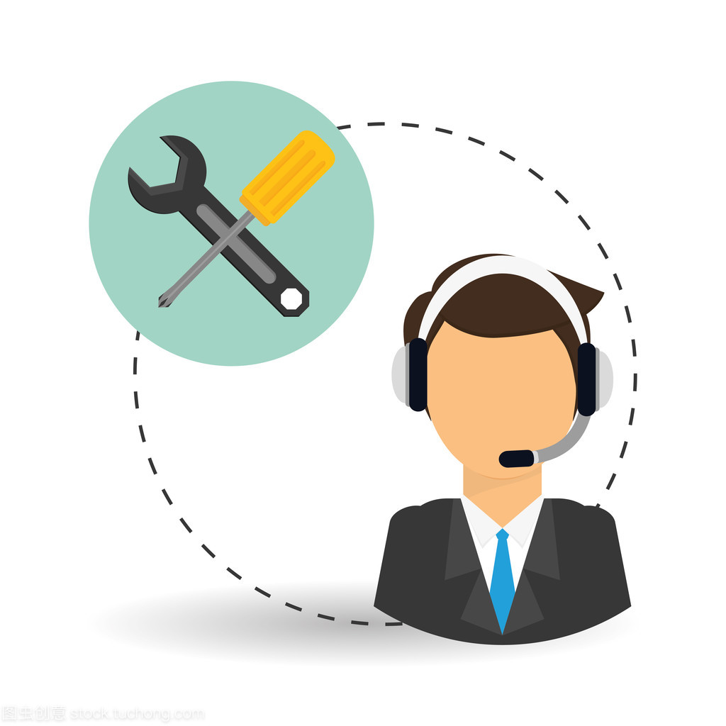 技術服務。電話中心圖標。支持概念
